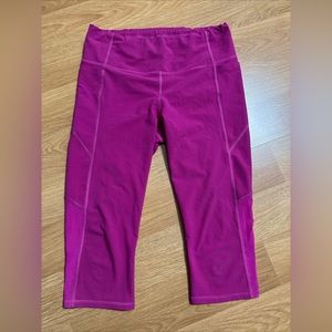 Athleta Contender Mesh Capri Leggings Womens Pockets Size S Pink #54023